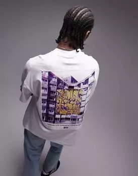 Белая футболка Topman Extreme Oversized с принтом в виде граффити спереди и сзади