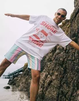 Белая футболка унисекс с изображением замка из песка и замком из песка Batch1