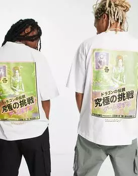 Белая футболка унисекс с принтом COLLUSION