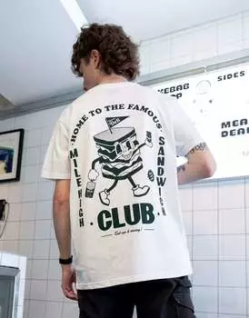 Белая футболка унисекс с рисунком сэндвич-клуба Batch1