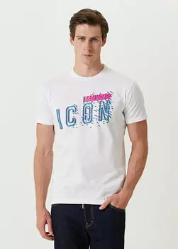 Белая футболка узкого кроя pixeled icon cool Dsquared2