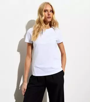 Белая футболка узкого кроя с круглым вырезом New Look, белый