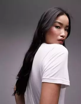 Белая гладкая футболка премиум-класса свободного кроя Topshop