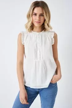 Белая хлопковая блузка Crew Clothing Company, белый