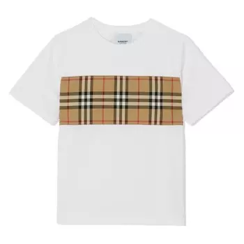 Белая хлопковая футболка Burberry, белый