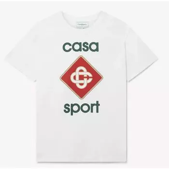 Белая хлопковая футболка Casablanca, белый