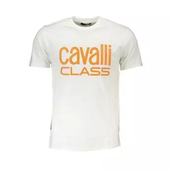 Белая хлопковая футболка cavalli CLASS