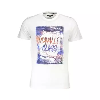 Белая хлопковая футболка cavalli CLASS