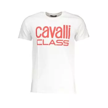 Белая хлопковая футболка cavalli CLASS