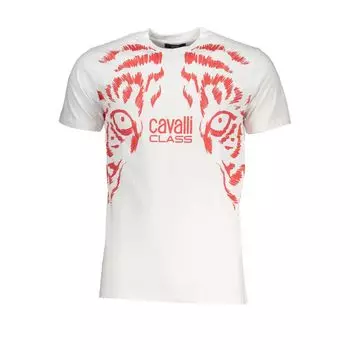 Белая хлопковая футболка cavalli CLASS
