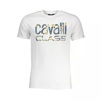 Белая хлопковая футболка cavalli CLASS