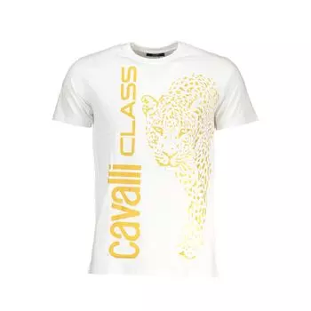 Белая хлопковая футболка cavalli CLASS