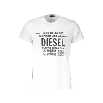 Белая хлопковая футболка Diesel, белый