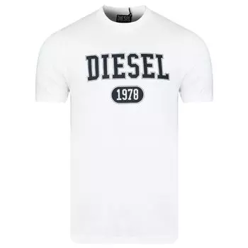 Белая хлопковая футболка Diesel, белый