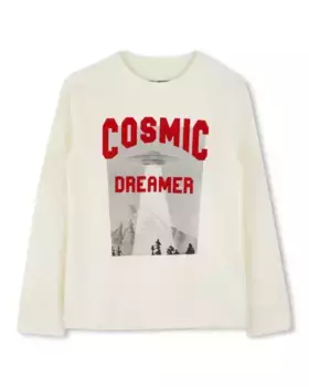 Белая хлопковая футболка для мальчика Zadig & Voltaire, цвет Crudo