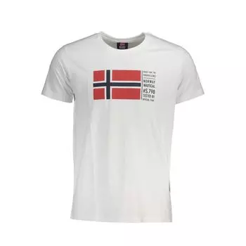 Белая хлопковая футболка Geographical Norway, белый