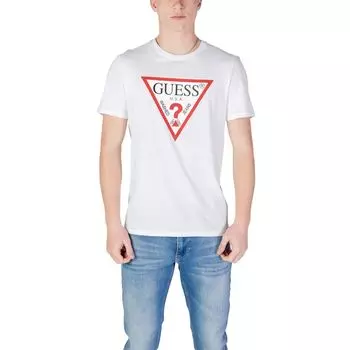 Белая хлопковая футболка GUESS