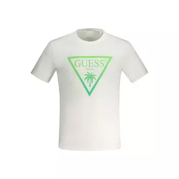 Белая хлопковая футболка Guess Shoes