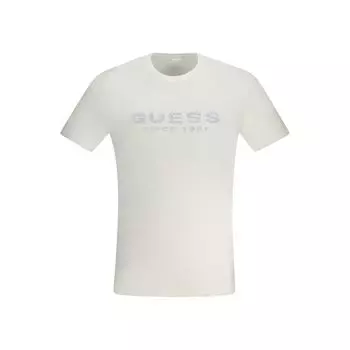 Белая хлопковая футболка Guess Shoes
