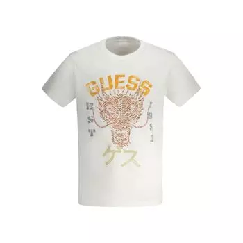 Белая хлопковая футболка Guess Shoes