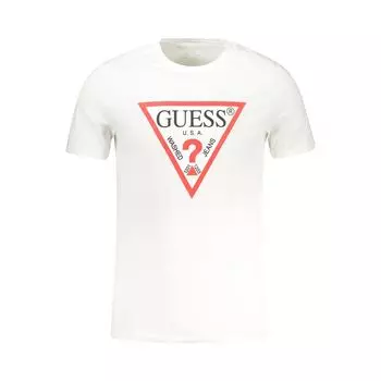Белая хлопковая футболка Guess Shoes