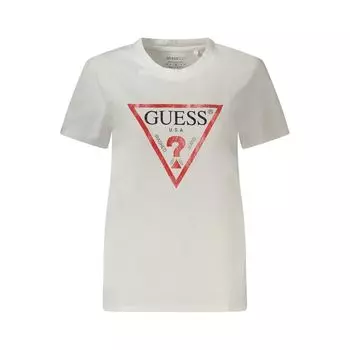 Белая хлопковая футболка Guess Shoes, белый