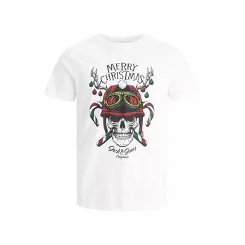 Белая хлопковая футболка Jack & Jones