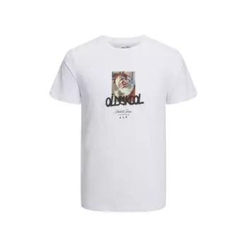 Белая хлопковая футболка Jack & Jones