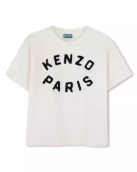 Белая хлопковая футболка Kenzo Kids, белый