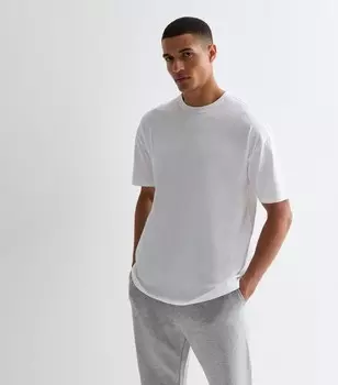 Белая хлопковая футболка оверсайз с круглым вырезом New Look, белый