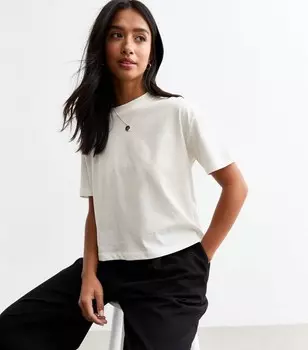 Белая хлопковая футболка Petite Off-White New Look, белый