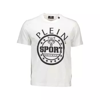 Белая хлопковая футболка Plein Sport, белый