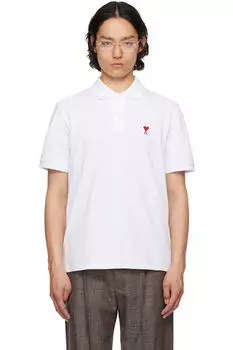 Белая хлопковая футболка-поло Ami de Coeur AMI Paris