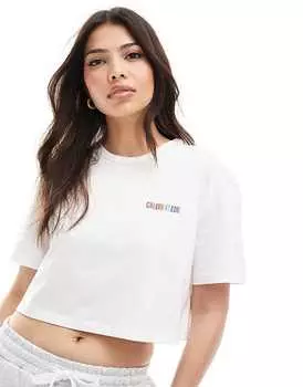 Белая хлопковая футболка с круглым вырезом Calvin Klein Intens Power Pride