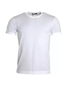 Белая хлопковая футболка с круглым вырезом и коротким рукавом Dolce & Gabbana