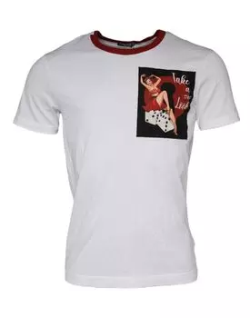Белая хлопковая футболка с круглым вырезом и графическим принтом Dolce & Gabbana