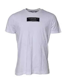 Белая хлопковая футболка с круглым вырезом и нашивкой-логотипом Dolce & Gabbana, White