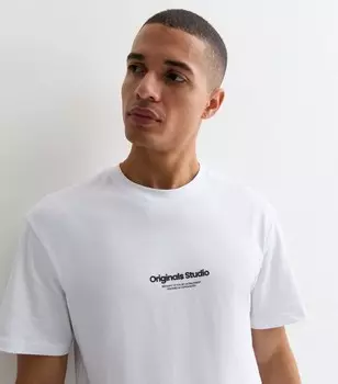 Белая хлопковая футболка с логотипом Jack & Jones Originals Studio Jack & Jones, белый