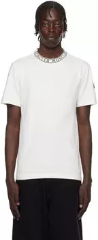 Белая хлопковая футболка с логотипом Moncler
