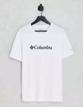 Белая хлопковая футболка с логотипом на груди Columbia CSC Basic