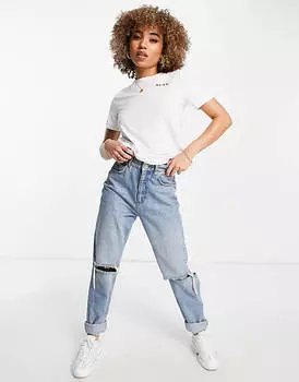 Белая хлопковая футболка с логотипом NA-KD - WHITE