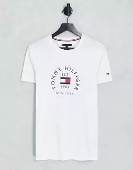 Белая хлопковая футболка с логотипом Tommy Hilfiger