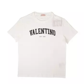 Белая хлопковая футболка с логотипом Valentino, белый