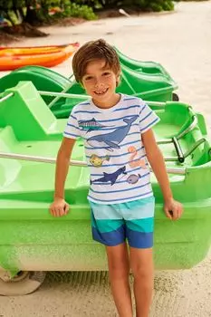 Белая хлопковая футболка с полосатым мотивом Crew Clothing Company, белый