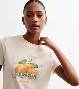 Белая хлопковая футболка с принтом Naranja New Look, белый