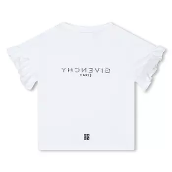 Белая хлопковая футболка с рюшами Givenchy, белый