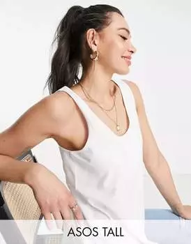 Белая хлопковая майка с круглым вырезом ASOS Tall Ultimate - WHITE