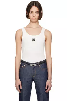 Белая хлопковая майка с металлическим логотипом Tory Burch