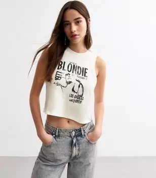 Белая хлопковая майка с принтом Blondie New Look, белый