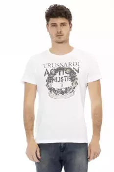Белая хлопковая мужская футболка Trussardi